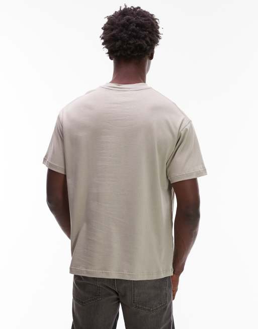 CAT WWR 180 gsm embroidered logo loose fit t-shirt in stone, 3 of 5
