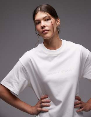 CAT WWR CAT WWR 180 gsm embroidered logo loose fit t-shirt in white