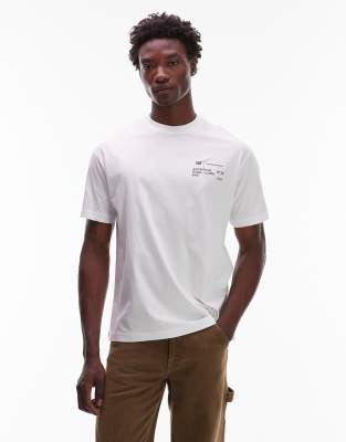 CAT WWR CAT WWR 180 gsm logo loose fit t-shirt in white