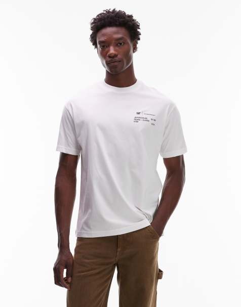 CAT WWR 180 gsm logo loose fit t-shirt in white - view 1