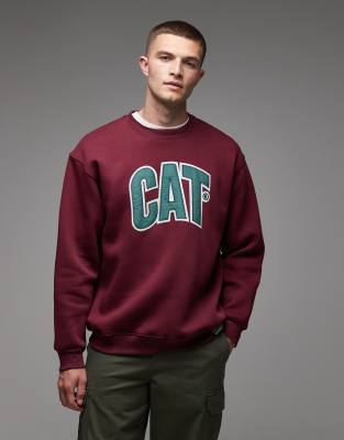 CAT WWR CAT WWR 300gsm embroidered logo loose fit sweatshirt in burgundy