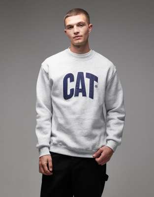 CAT WWR CAT WWR 300gsm embroidered logo loose fit sweatshirt in light grey