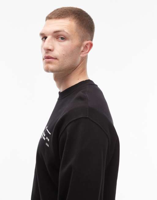 CAT WWR 300gsm logo loose fit crew neck sweatshirt in black, 4 of 5