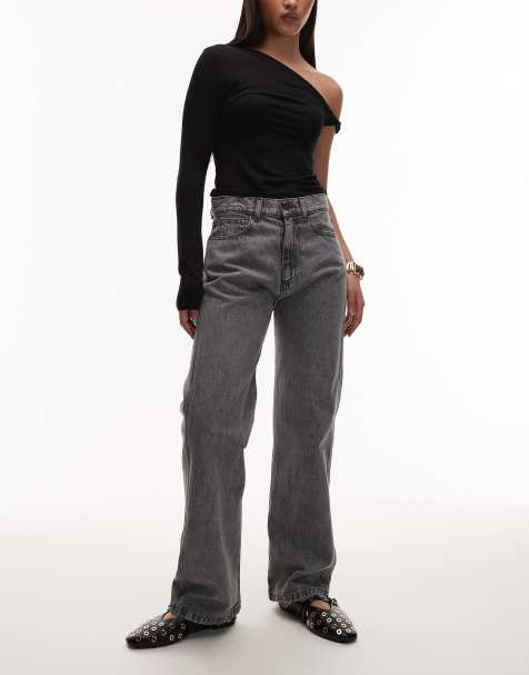 CAT WWR 5 pocket loose fit denim jeans in acid wash grey