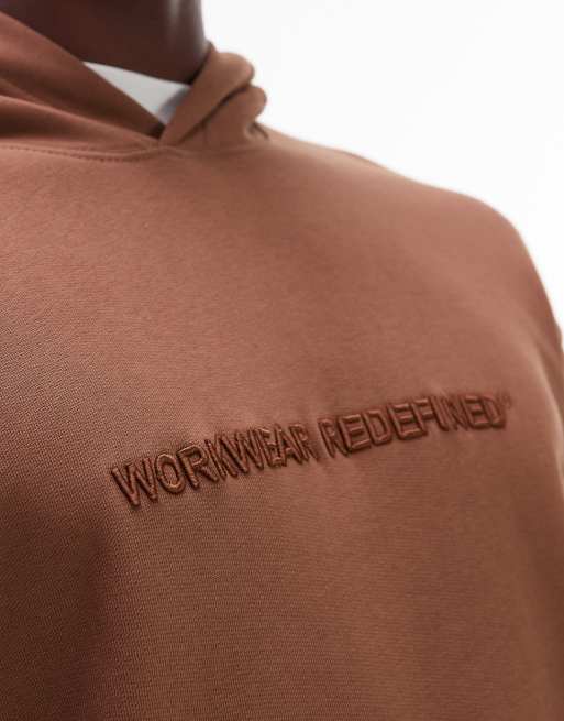 CAT - WWR - Brun hættetrøje i 300 gsm-materiale med løs pasform og broderet logo, 5 af 5
