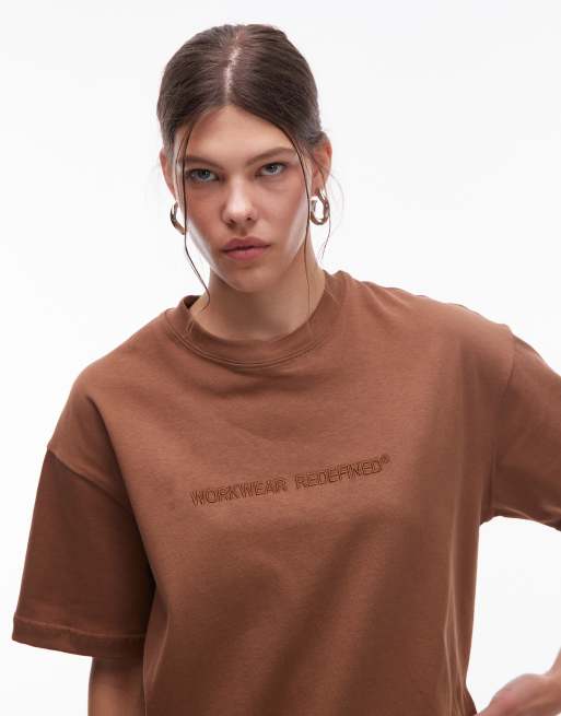 CAT – WWR – Brun, ledig t-shirt med broderad logga, 180gsm, 2 av 4
