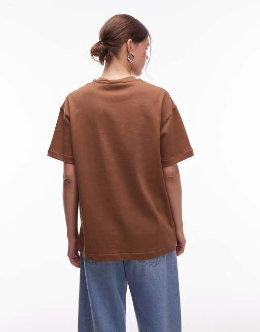 CAT – WWR – Brun, ledig t-shirt med broderad logga, 180gsm, 3 av 4