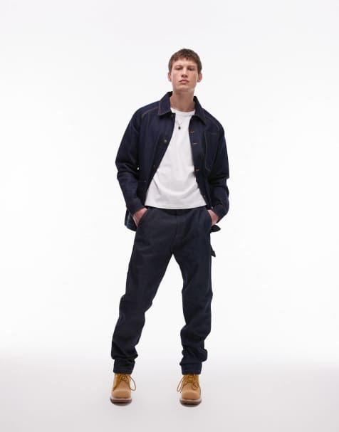 CAT – WWR – Carpenter-Jeans aus Raw-Denim in verwaschenem Blau, Kombiteil - view 1