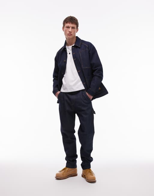 CAT WWR co-ord raw denim chore jacket in washed blue, 4 of 4