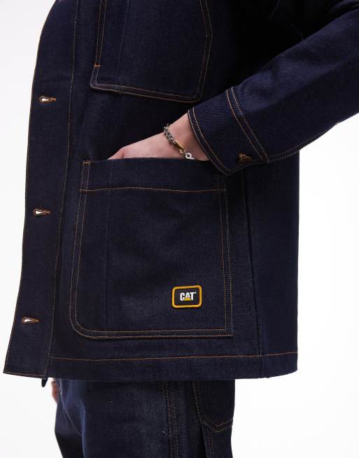 CAT - WWR - Giacca in denim grezzo blu slavato in coordinato, 3 di 4