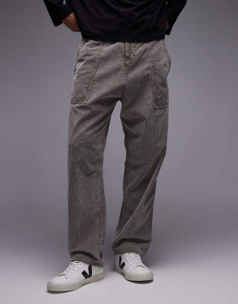 CAT WWR heavyweight cord buckle loose fit trousers in acid wash brown