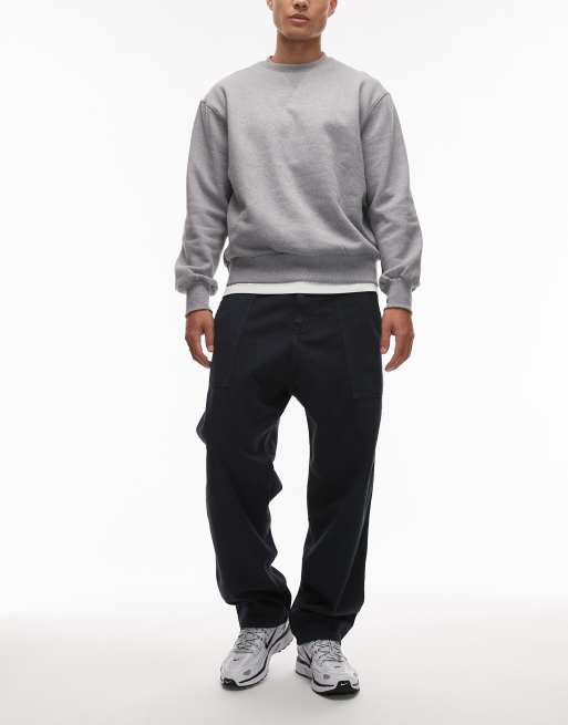 CAT WWR heavyweight twill buckle loose fit trousers in navy, 2 of 5