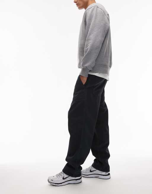 CAT WWR heavyweight twill buckle loose fit trousers in navy, 3 of 5