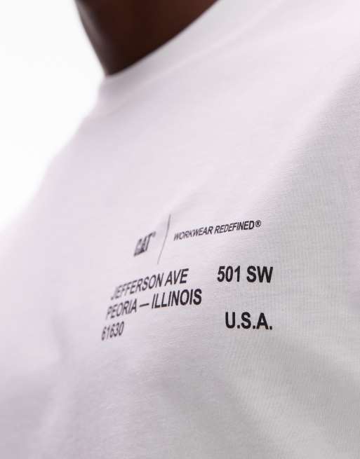 CAT - WWR - Hvid og løstsiddende T-shirt i 180 gsm-materiale med logo, 5 af 5