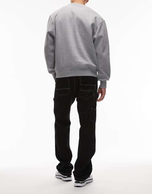 CAT - WWR - Jeans regular fit neri con ginocchia doppiate e cuciture a contrasto, 2 di 5
