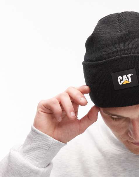 CAT WWR label cuff beanie in in black - view 2