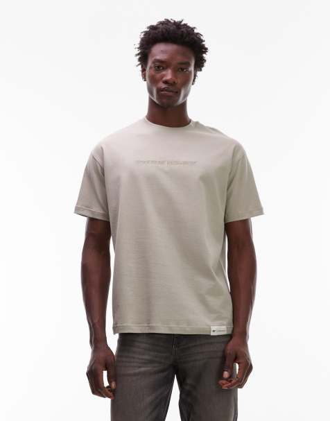 CAT – WWR – Ljusbeige t-shirt med ledig passform och broderad logga, 180gsm - view 1