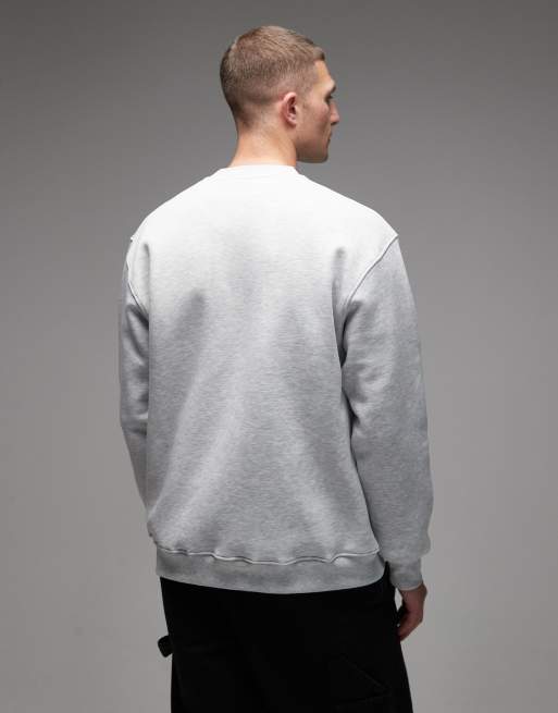 CAT – WWR – Ljusgrå sweatshirt med broderad logga och ledig passform, 300gsm, 3 av 5