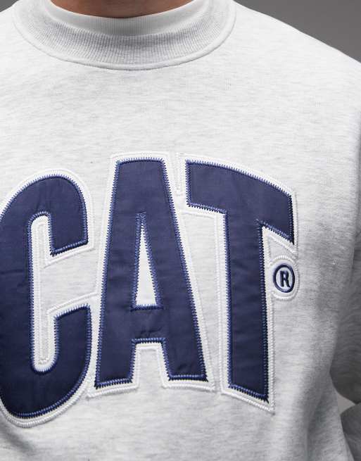 CAT – WWR – Ljusgrå sweatshirt med broderad logga och ledig passform, 300gsm, 5 av 5
