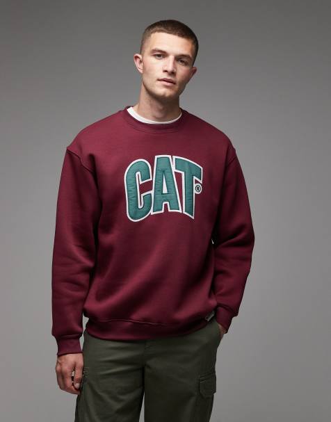 CAT – WWR – Locker sitzendes Sweatshirt aus 300 g/m² schwerem Material in Burgunderrot mit Logo-Stickerei - view 1