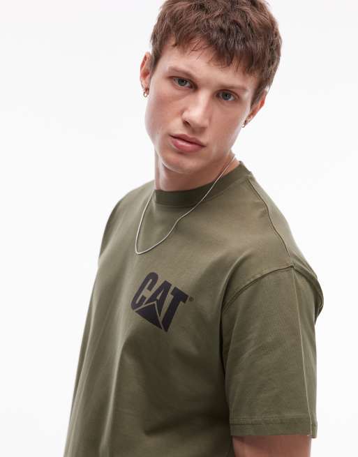 CAT WWR logo detail t-shirt in khaki, 2 of 4