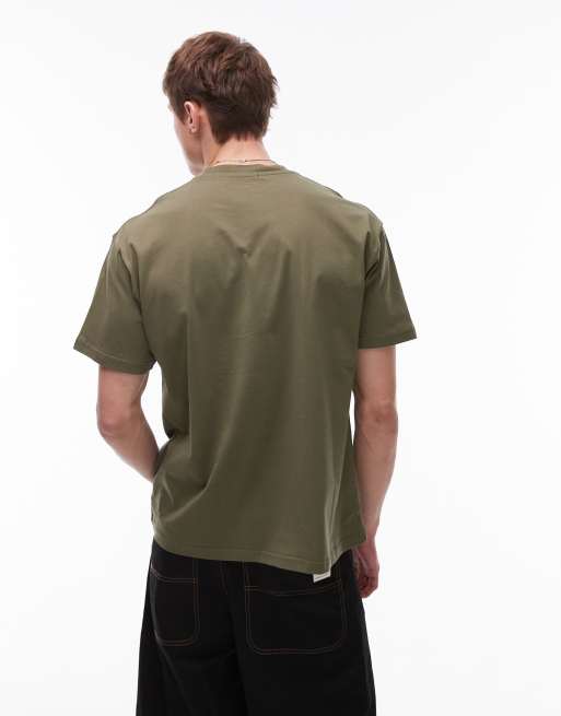 CAT WWR logo detail t-shirt in khaki, 4 of 4
