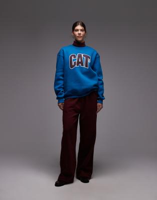 CAT - WWR - Loose-Fit-Sweatshirt in Blau mit Logo-Stickerei, 300 g/m²