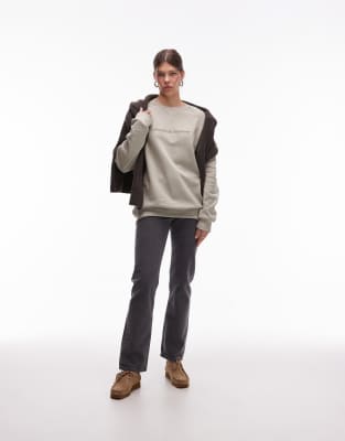CAT - WWR - Loose-Fit-Sweatshirt in Steinbeige mit Raglanärmeln und Logo-Stickerei, 300 g/m²-Neutral