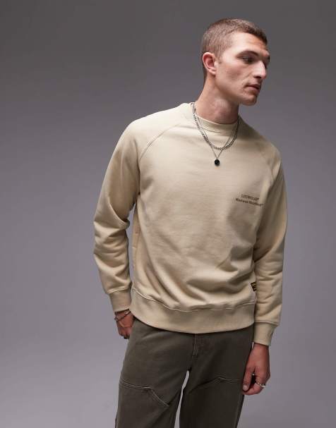 CAT - WWR - Lys beige raglan-sweatshirt i college-stil - view 1
