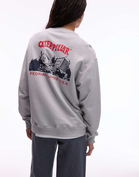 CAT – WWR – Oversize-Sweatshirt in Steingrau mit Rückenprint - view 1