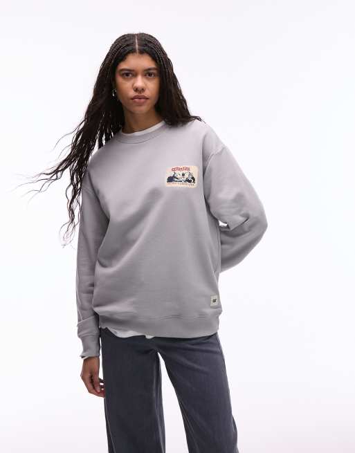 CAT – WWR – Oversize-Sweatshirt in Steingrau mit Rückenprint , 3 von 4