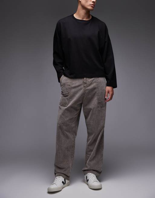 CAT - WWR - Pantalon ample en velours côtelé épais à boucle - Marron délavé, 2 de 5