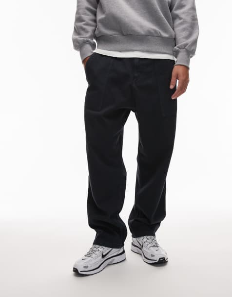 CAT - WWR - Pantaloni ampi pesanti in twill blu navy con fibbia - view 1