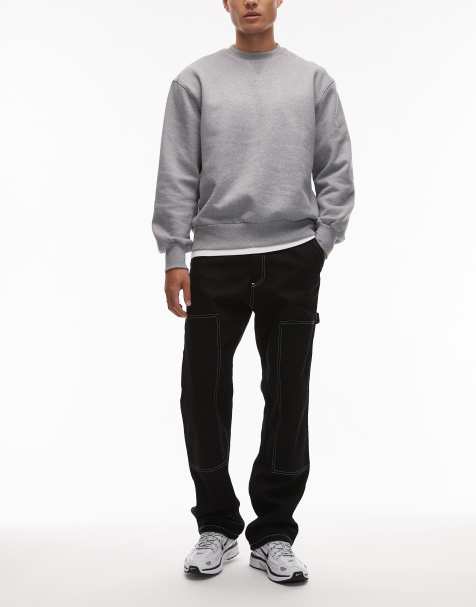 CAT - WWR - Regular-fit denim jeans met dubbele kniestukken en contrasterende stiksels in zwart - view 1