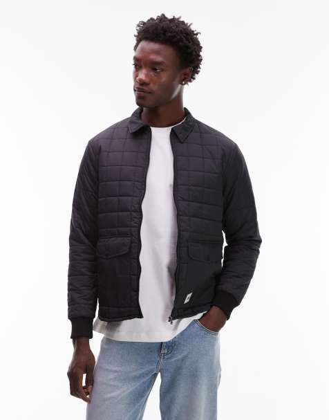 CAT – WWR – Regular-Fit-Jacke in Schwarz mit linearem Steppmuster und Reißverschluss - view 1