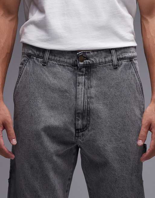CAT – WWR – Regular-Fit-Jeans im Carpenter-Stil aus Denim in grauer Acid-Waschung, 5 von 5