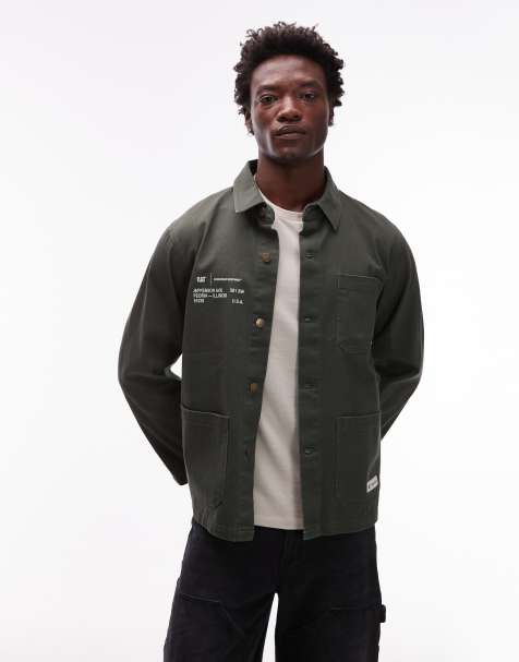 CAT WWR - Regular-fit overshirt van keperstof met knoopsluiting en logo in groen - view 1