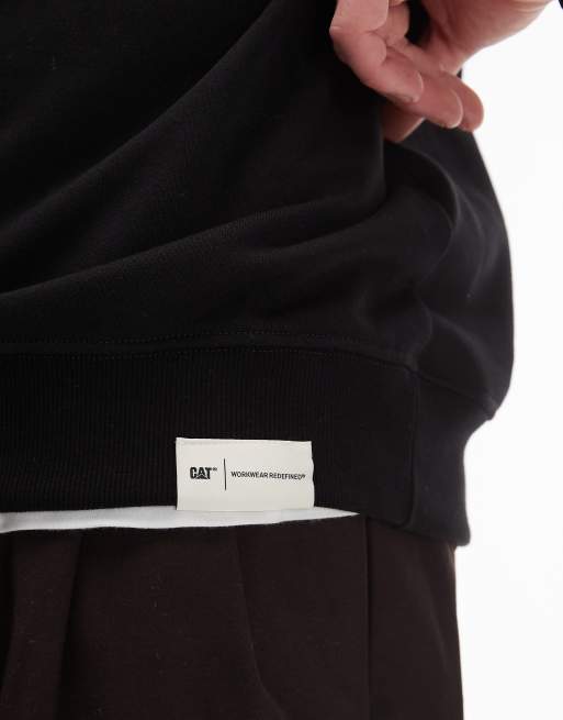 CAT – WWR – Svart sweatshirt med rund halsringning, ledig passform och logga, 300gsm, 5 av 5