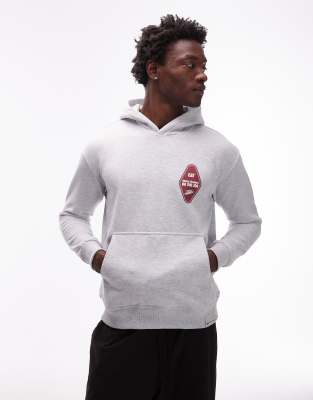 CAT - WWR - Sweat à capuche ample en tissu 300 g/m 2 avec logo - Gris clair