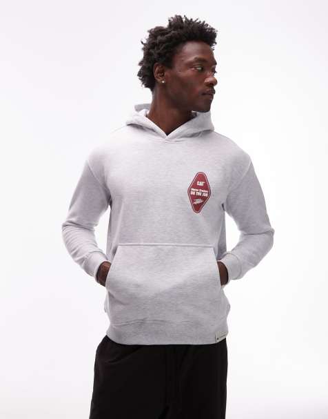 CAT - WWR - Sweat à capuche ample en tissu 300 g/m2 avec logo - Gris clair - view 1