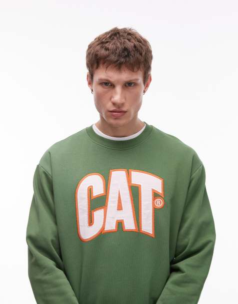 CAT WWR - Sweatshirt met geborduurd logo in groen - view 1