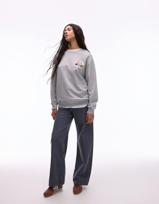 CAT – WWR – Szarobeżowa bluza oversize z nadrukiem na plecach , 2 z 4