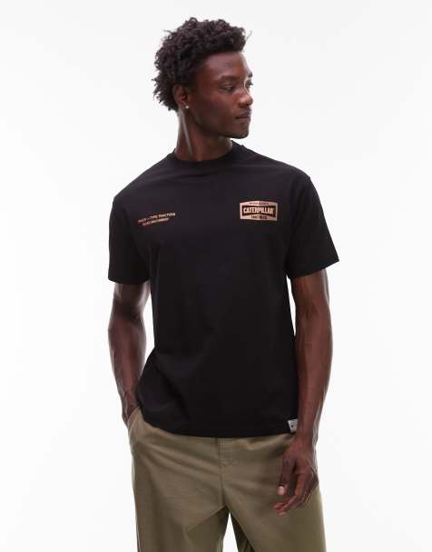 CAT - WWR - T-shirt van 180gsm stof met losse pasvorm en grafisch logo in zwart - view 1