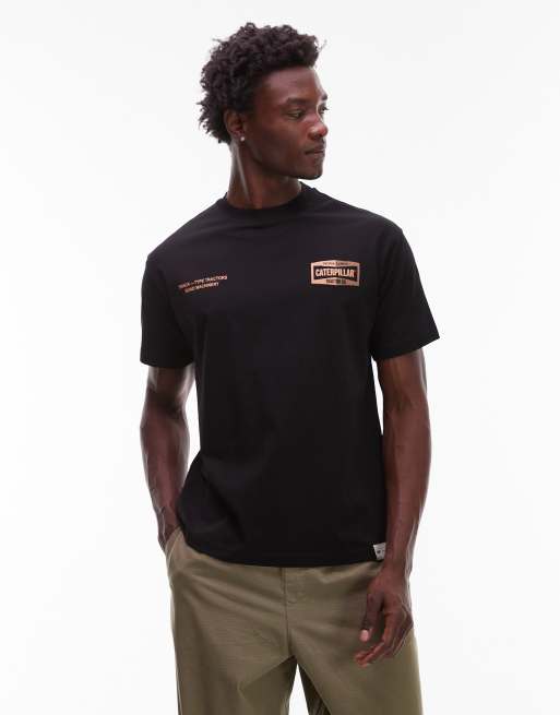 CAT - WWR - T-shirt van 180gsm stof met losse pasvorm en grafisch logo in zwart