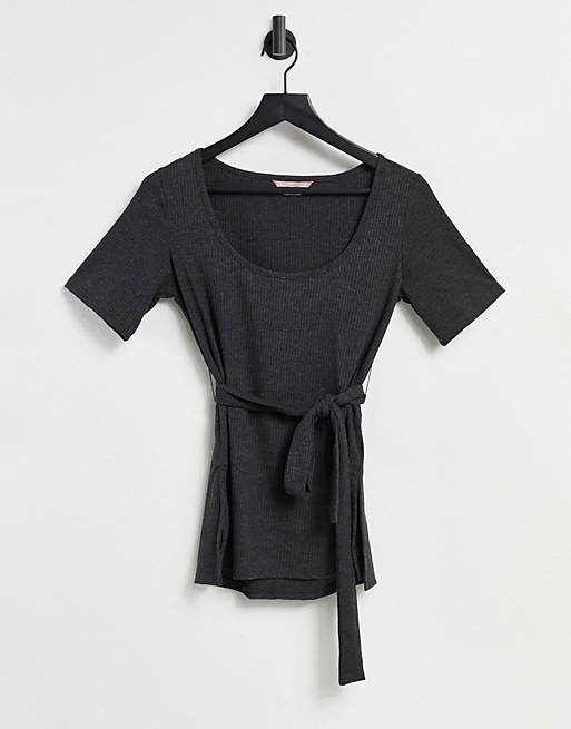 Catch Exclusive ribbed belted tunic in charcoal