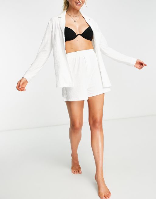Catch textured beach shorts in cream (part of a set) 