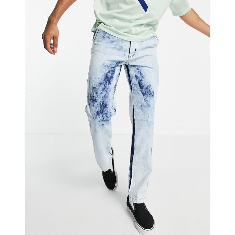 Caterpillar – Carpenter-Jeans mit Acid-Waschung in Blau