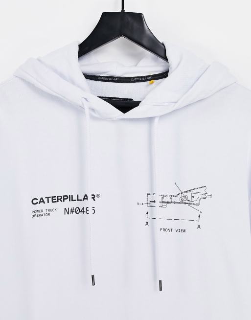Caterpillar engine logo print dip dye hoodie in white/blue, 3 of 4