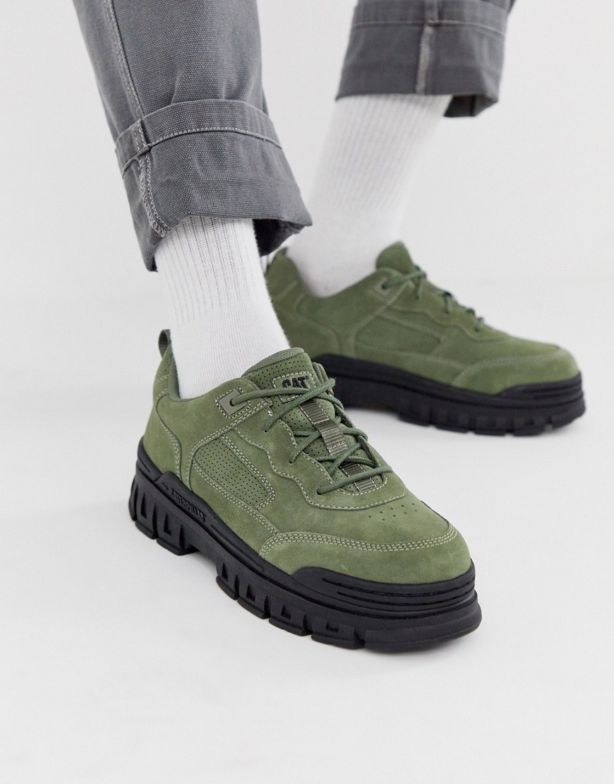 Caterpillar - Exalt - Sneakers i kaki ruskind med chunky sål-Grøn