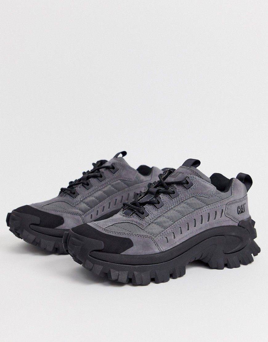 Caterpillar - Intruder - Sneakers con suola spessa in camoscio grigie-Grigio
